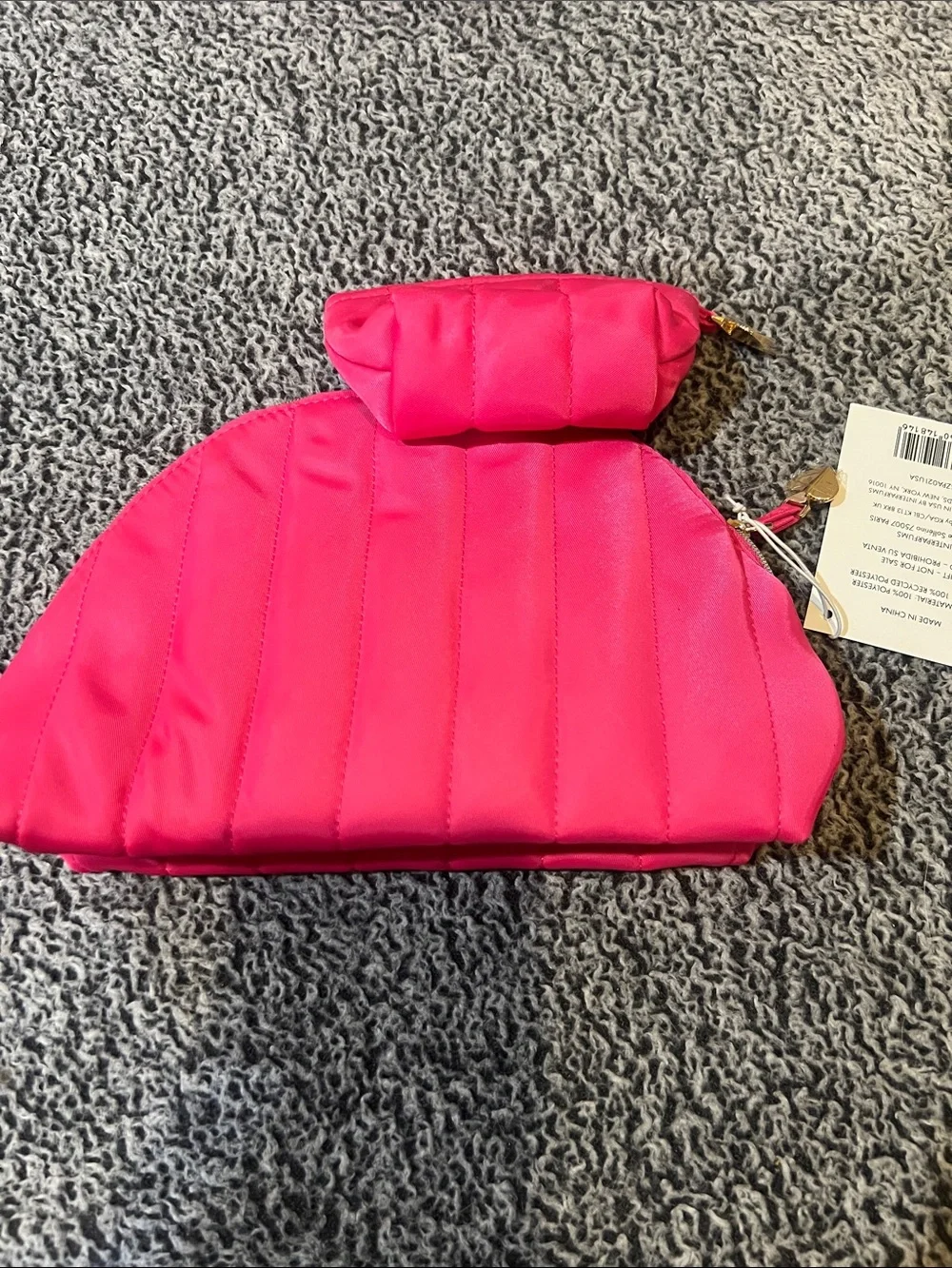 kate spade Hot Pink Nylon Cosmetic Pouches with Gold Hardware - Set of 2